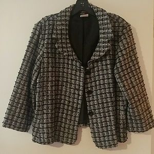 Black & white patterned fuzzy blazer XL work